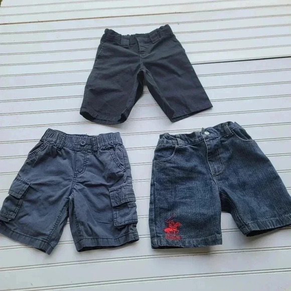 Lot Of 3 Boys U.S. Polo Assn Cargo Shorts Dickies Gray Black Jean Denim Blue 4T - Picture 1 of 6